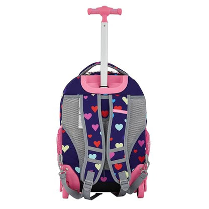 Travelers Club 4 Piece Rolling Backpack Set With Accessories,Heart - color: Heart
