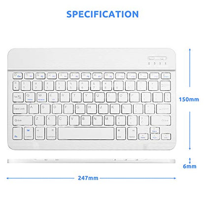 Amazon Fire HD 10/11/8 Wireless Keyboard, Universal Slim Portable Bluetooth Keyboard Compatible with Amazon Fire HD 10/11/8 with Built in Rechargeable Battery (10 Inch White) - color: 10 Inch White