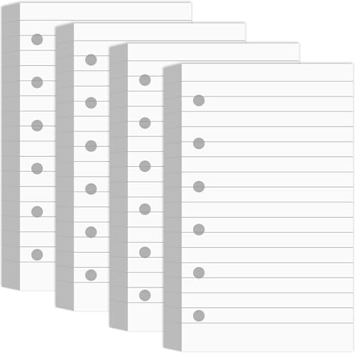 Ireer 400 Sheets Blank Lined Paper Refill for 3 x 5 Binders 6-Ring Memo Refill Paper Mini Ruled White Filler Paper Books Planner Inserts Blank Lined Paper for Binder