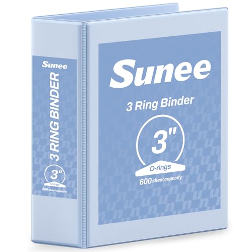 SUNEE 3 Ring Binder 3 Inch 1 Pack, Clear View Binder Three Ring PVC-Free (Fit 8.5x11 Inches) for School or Office Supplies, Haze Blue - color: Haze Blue, size: 3 Inch