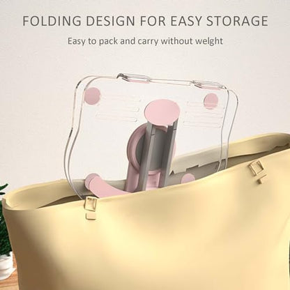 360 Degree Rotating Mobile Tablet Stand, Adjustable Tablet Holder-Adjustable Foldable Desktop Table Holder Base,Multi-Angle, Non-Slip Silicone Base,Portable iPad Stand for Desk - color: White
