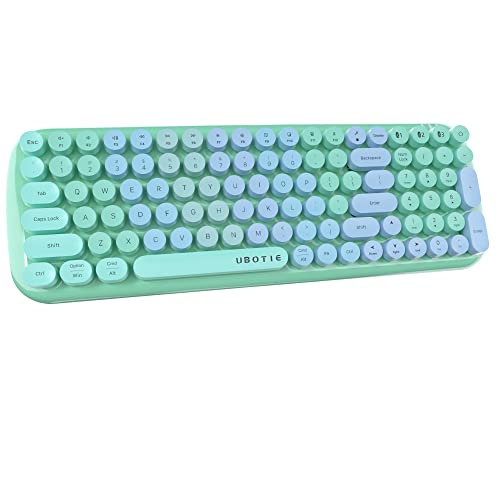 UBOTIE Colorful Bluetooth 100Keys Keyboard, Wireless Compact Rainbow Gradual Colors Retro Typewriter Flexible Keyboard for Tablet, Cellphones, PC - color: New Green-colorful