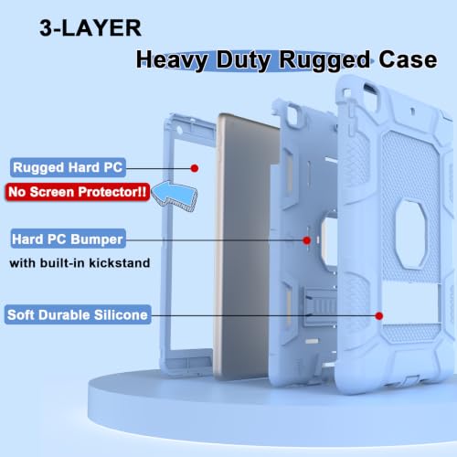 iPad 6th Generation Cases, iPad 5th Generation Case, iPad Air 2 Case, Shockproof Rugged Drop Protection Cover Built with Kickstand for iPad 9.7'' A1893/A1954/A1822/A1823 (LightBlue) - color: LightBlue