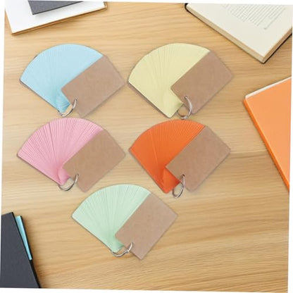 KICHOUSE 5pcs Metal Binder Rings Flash Cards for Studying Blank Index Note Cards