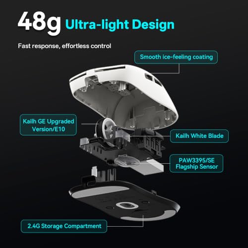 ATK VXE Dragonfly R1 Pro MAX Wireless Gaming Mouse, PAW3395 Sensor, DPI up to 26,000, 54g Lightweight, 150 Hr Battery Life, Smooth ice-Feel Coating, Dual-Mode 2.4G/Wired - Black - color: Black, style: R1 Pro Max