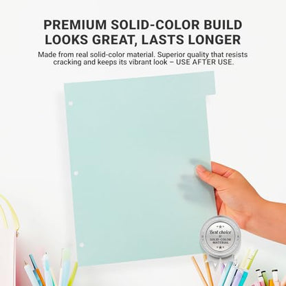 8 Tabs Durable Plastic Write & Erase Large Tabs Dividers for 3 Ring Binders, Rectangle Binder Dividers with Sticker for Study, Teacher, Office, Home Organizers (Multi A, 3 Set (24 Tab)) - size: 3 Set (24 Tab)