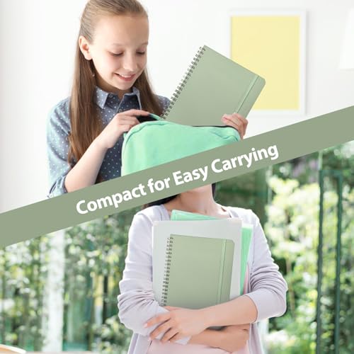 A5 Lined Spiral Journal Notebook, 146 Pages Hardcover Notebook with 100 GSM Thick Paper, Inner Pocket & Elastic Closure, 5.7" x 7.9", Notebooks for Work, School, College, Office, Journaling & Note Taking - color: GREEN