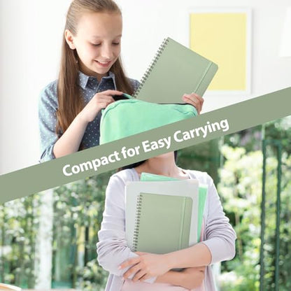 A5 Lined Spiral Journal Notebook, 146 Pages Hardcover Notebook with 100 GSM Thick Paper, Inner Pocket & Elastic Closure, 5.7" x 7.9", Notebooks for Work, School, College, Office, Journaling & Note Taking - color: GREEN