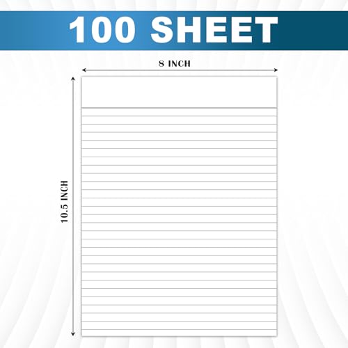 Loose Leaf Paper, 100 Sheets, Wide Ruled Filler Notebook Paper, 8" x 10.5", Bulk Notebook Papers,Without Punched Hole Loose Leaf Paper Office Paper, (White)