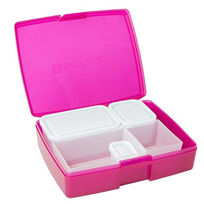 Bentology Bento Lunch Box Set w 5 Leakproof Made-to-Size Snack Containers & Built-In Utensil Holder- Meal Prep Made Easy w Reusable, Kid's Back to School or Office- Durable, BPA Free, Dishwasher Safe - color: Raspberry