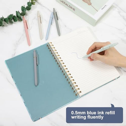 Ddaowanx Gel Pens, 0.5mm Fine Point Quick Dry Blue Ink Pens Retractable, Cute Colorful Barrel Smooth Writing Pen, Aesthetics Gifts for Women Men (6 Pcs-Blue Ink) - color: 6 Pcs-Blue Ink