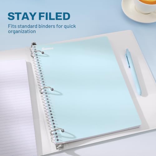 SUNEE Spiral Notebooks, 3 Pack, 1-Subject, College Ruled Paper, 8" x 10-1/2", 70 Sheets per Notebook, Blue - color: Blue