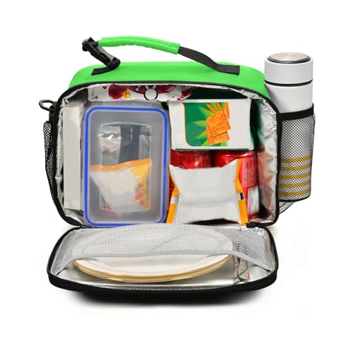 Custom Student Lunch Bag for Boys Girls Lime Green Solid Color Personalized Name Lunch Box Insulated Cooler Bag for School Picnic Office - color: Multi23
