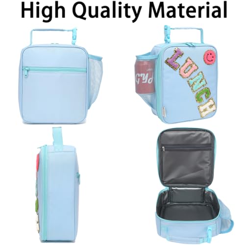GYEUKHAM Insulated Lunch Bag for Women Girl Teen large Insulated Kid Lunch Bag,Large Reusable Cute Cooler Bag for School Work Picnic,Blue Alphabet - color: Blue Alphabet