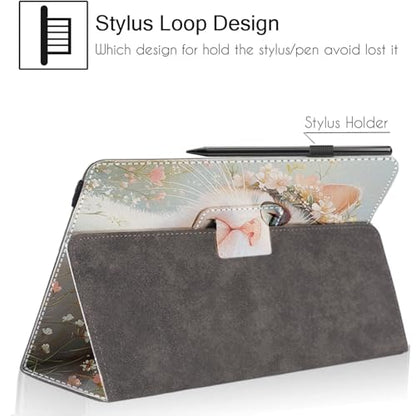 Universal 10 10.1 Inch Android Tablet Case,Slim Folding Stand Cover for All 9"-10.5" Touchscreen Tablet Case with Stylus Pen Holder,Flower Cat - color: Flower Cat