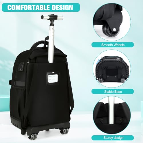 ACESAK Rolling Backpack for Boys, Kids Backpack with Wheels Portable with Insulated Lunch Box & Pencil Case, Multi-Pocket Roller Backpack for Preschool Kindergarten Kids Boys Travel(Black Game) - color: Black Game