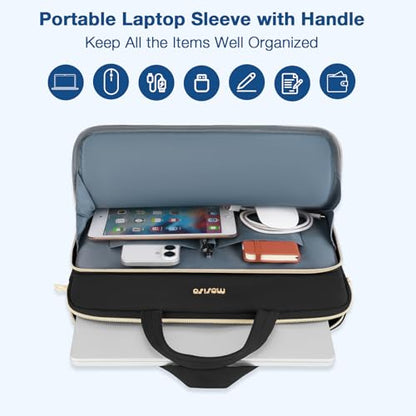 MOSISO Laptop Case 16 inch, 15-15.6 inch Laptop Sleeve Compatible with MacBook Pro 16 M5 M4 M3 M2 M1, HP Dell Acer Lenovo ASUS Notebook, Wheat Ear Quilted Carrying Bag with Handle&Pocket, Black - color: Black, size: 16 inch