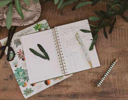 Sweet Water Decor Plant Journal, Cute Lined Spiral Notebook for Women, 125 Prompt Pages for Writing & Tracking Plant Growth, Green Matte Laminate Hardcover Diary with Gold Foil Details - style: Plant