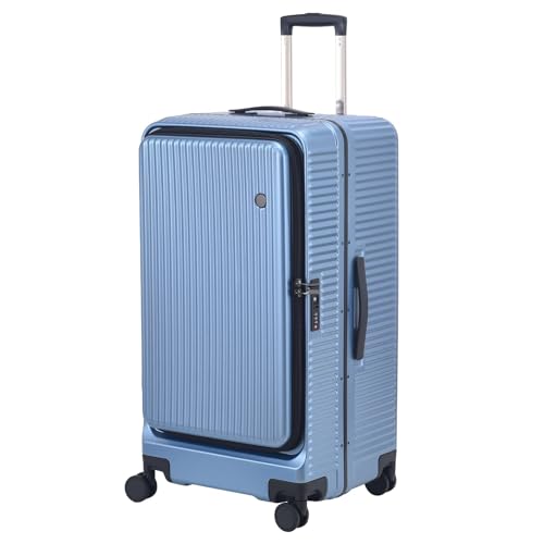 Kaleenie 29 Inch Aluminum Checked Luggage with Side Opening Zipper, Lightweight Hardshell ABS+PC Suitcase with TSA Lock, 360° Universal Wheels, Blue - color: Dark Blue, size: 29 Inch