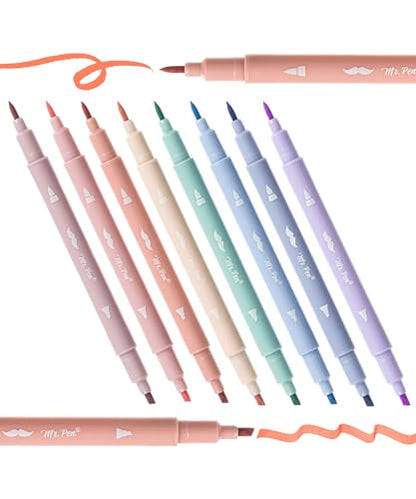 Mr. Pen- Dual Tip Aesthetic Bible Highlighters No Bleed Through, 8 pcs | Chisel & Brush Tip, Cute Highlighter for Journaling Supplies and School Accessories, Bible Highlighters and Pens No Bleed