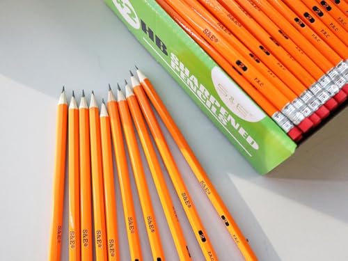 S & E TEACHER'S EDITION 1000 Count Pre-sharpened #2 Pencils with Erasers – Bulk Yellow Woodcase HB Lead Pencils for School Districts, Testing Centers, Churches & Offices – No.2 Pencil Case Pack
