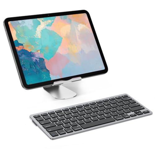 OMOTON Ultra-Slim Bluetooth Keyboard for iPad 11th/10th/9th/8th/7th, iPad Pro/Air/Mini and iPhone Series, Wireless iOS Keyboard with 12 Multimedia Keys for Office, Home, Travel, School, Black Grey - color: Black Grey