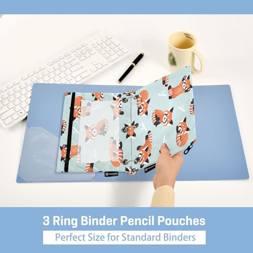 Cute Red Panda Binder Pencil Pouch 3 Ring Clear Pouches with Zipper Pen Organizer for Office College School, 2 Pack - color: Multi-cute Red Panda