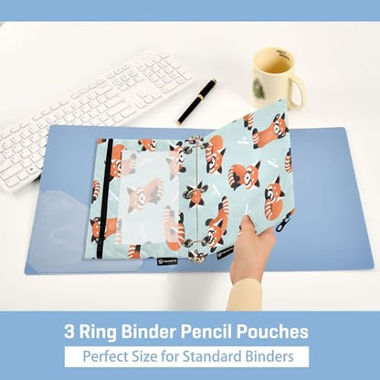 Cute Red Panda Binder Pencil Pouch 3 Ring Clear Pouches with Zipper Pen Organizer for Office College School, 2 Pack - color: Multi-cute Red Panda