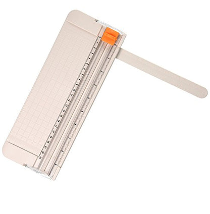 Work4U 9 Inch Paper Cutter, A5 Portable Scrapbooking Trimmer, Creamy White