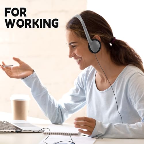 Konohan 30 Pack Headphones Bulk Headphone for School Classroom Student Wired Headphones Adjustable with 3.5 mm Jack for Adults (Grey) - color: Grey