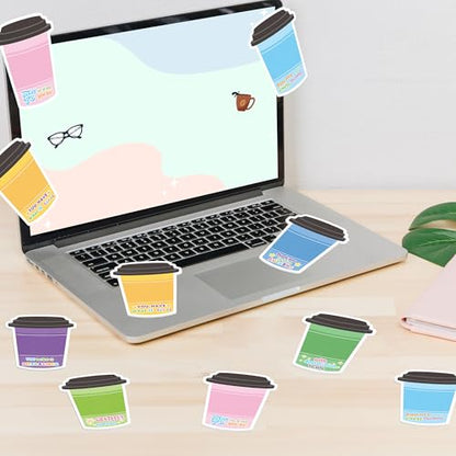 Xqumoi 30 Pack Employee Appreciation Coffee Cup Sticky Notes - Self Sticky Notepad Writing Memo Pad for Coffee Lover Staff Member Colleague Worker Office School Supply - style: Employee Appreciation