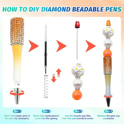 150 Pcs DIY Diamond Beadable Pen Kit - 50 Plastic Rhinestone Beaded Pens Bulk with Refills & Bags - Fancy Cute Glitter Pens for Crafting, Students & Teachers – School Supplies (Gradient) - color: Gradient, size: 50