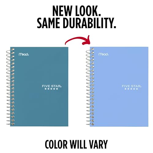 Five Star Spiral Notebook, 1 Subject, College Ruled Paper, 4-3/8" x 7", Personal Size, 80 Sheets, Blue (Color May Vary) (450048CG1) - color: Blue