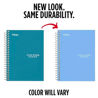 Five Star Spiral Notebook, 1 Subject, College Ruled Paper, 4-3/8" x 7", Personal Size, 80 Sheets, Blue (Color May Vary) (450048CG1) - color: Blue