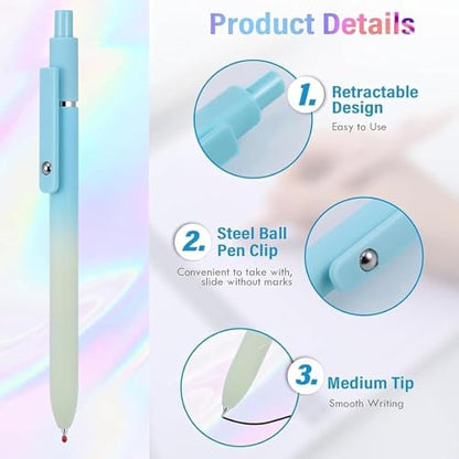 Joxop Quick Dry Gel Pens, Quick Dry Gel Pens, 5pcs Retractable Gels Pen Set, 0.5mm Quick-Dry Carbon Ink (C Multicolor) - color: C Multicolor
