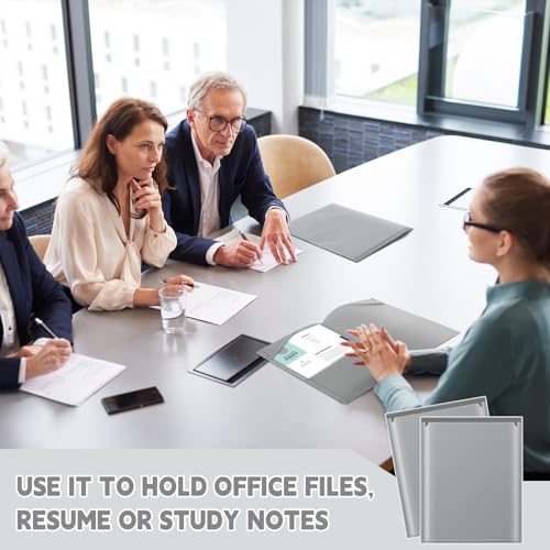 Henoyso 36 Pack Dark Gray Plastic Folders with Clear Front Pockets Heavy Duty File Folders with 2 Pockets and Card Slot for Student Communication School Office Presentation Report - color: Dark Gray