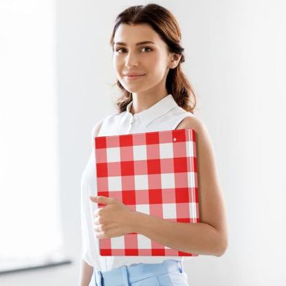 Custom 3 Ring Binder 1.5 Inch Round Rings Red Checkerboard Personalized Name Binders Organizer Fashion View Binder with 2 Pockets for School Office Supplies - color: Multi08