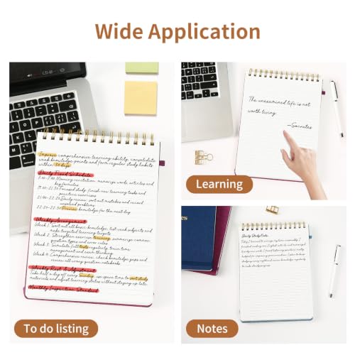 B5 Top Spiral Notebook, Fabric Hardcover Steno Pads | College Ruled Journal, Elastic Band & Pen Holder, 100GSM Paper, 192 Lined Pages for School, Travel, Daily Writing (Pink) - color: Pink, size: B5-Steno Pads-192pages