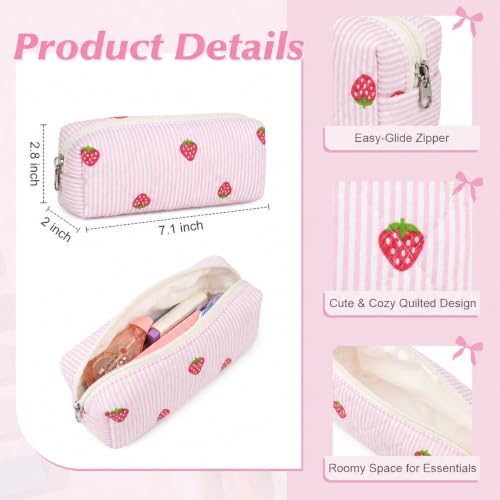 22Pcs Book Annotation Kit Aesthetic Pencil Case with Supplies School Annotation Supplies Gel Pen Transparent Sticky Note Taking Bible Study College Stationery Supplie (Pink Strawberry) - color: Pink Strawberry