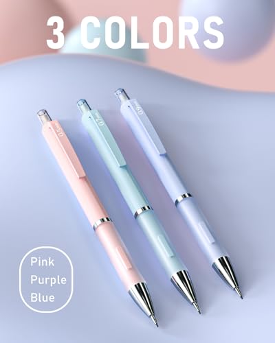Nicpro 6PCS Pastel Mechanical Pencil Set, Cute Mechanical Pencils 0.5 mm & 0.7 mm & 0.9 mm with 360PCS HB Lead Refills, Eraser, Eraser Refill for Student Writing Drawing Sketching Drafting with Case - style: 6 Pack (0.5mm+0.7mm+0.9mm)