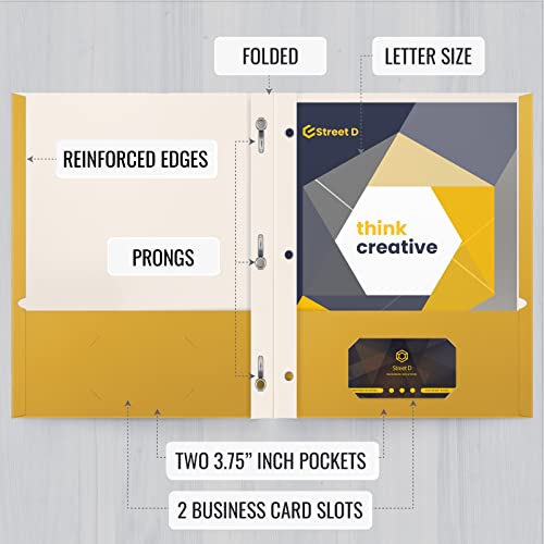 Better Office Products Dark Yellow 2 Pocket Folders with Prongs, 50 Pack, Letter Size, Matte Texture, 8.5 x 11 Inch - color: Dark Yellow