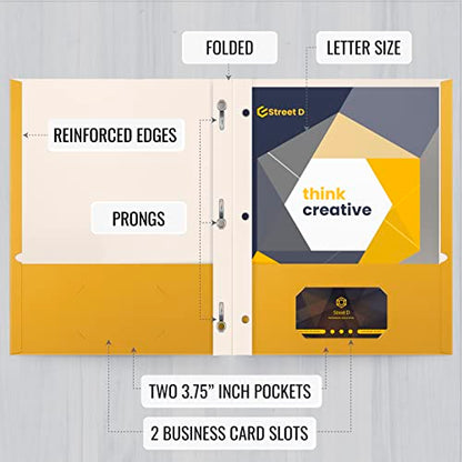 Better Office Products Dark Yellow 2 Pocket Folders with Prongs, 50 Pack, Letter Size, Matte Texture, 8.5 x 11 Inch - color: Dark Yellow