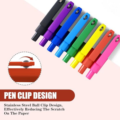 Piochoo Pens, 8 Pack Black Ink Gel Pens Ballpoint Smooth Writing Pens for Journaling, Cute Office Supplies for Nurses Women Teachers - color: Vivid ColorB