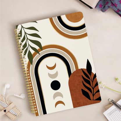 Cute Spiral Notebook journal A4 Aesthetic Pretty Design for Women Girls Kawaii with Pocket, 8.5 x 11 inch, Graph, Moon Boho - color: Moon Boho, style: Graph