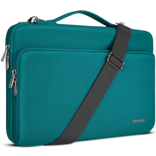 DOMISO 14 inch Laptop Case Sleeve Protective Cover Compatible with MacBook Air 15 M4 M3 M2,MacBook Pro,14-15 inch HP Dell ASUS Lenovo Chromebook,Waterproof Computer Bag with Shoulder Strap,Turquoise - color: Turquoise, size: 14 inch