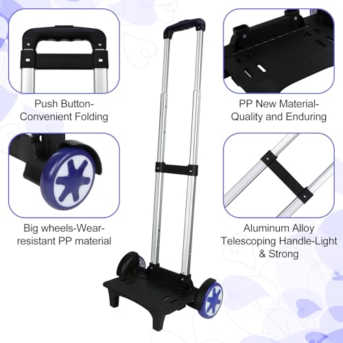 Aluminium Alloy Folding Backpack Trolley Cart Blue Wheeled Cart Aluminium Detachable Luggage Cart with Wheels for Bags Travel Luggage Cart, Unisex - color: Men