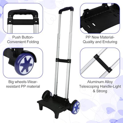 Aluminium Alloy Folding Backpack Trolley Cart Blue Wheeled Cart Aluminium Detachable Luggage Cart with Wheels for Bags Travel Luggage Cart, Unisex - color: Men