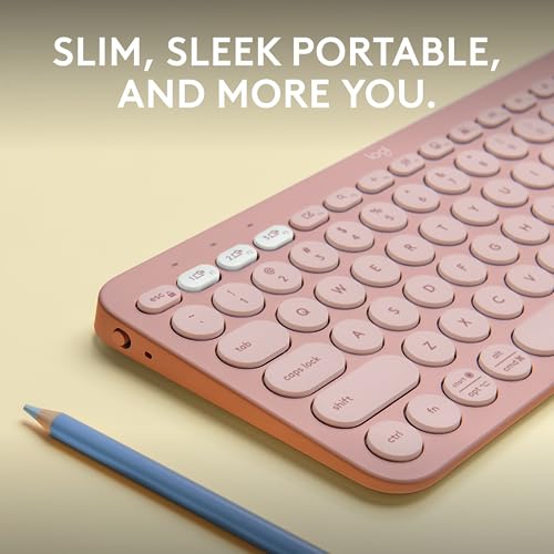Logitech Pebble Keys 2 K380s, Multi-Device Bluetooth Wireless Keyboard with Customizable Shortcuts, Slim and Portable, Easy-Switch for Windows, macOS, iPadOS, Android, Chrome OS - Tonal Rose - color: Rose