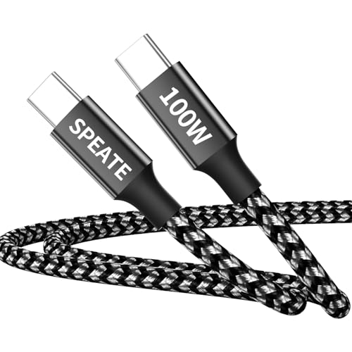 100W USB C to USB C Cable, Type C Charger Fast Charging Cable (6.6FT, 1 Pack), for Phone 16/15/Pad, Galaxy S/Note/A, Pixel and More - color: BlackGrew100W