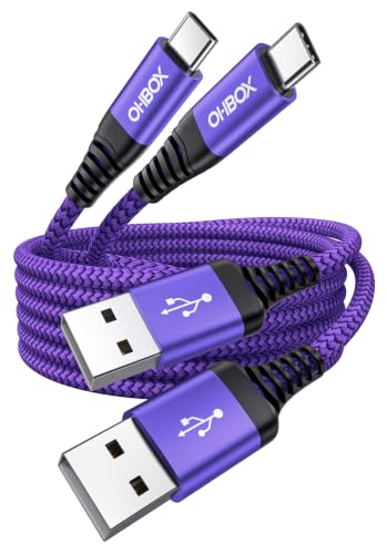 USB to USB C Cable Fast Charging [2 Pack 3FT], USB A to USB C Cable for Car, Durable Braided USB Type C iPhone Charger USBC Cord for iPhone 17/16/15/Pro Max/Plus, Samsung Galaxy S23 and More-Purple - color: Purple, size: 3FT, style: USB A to USB C